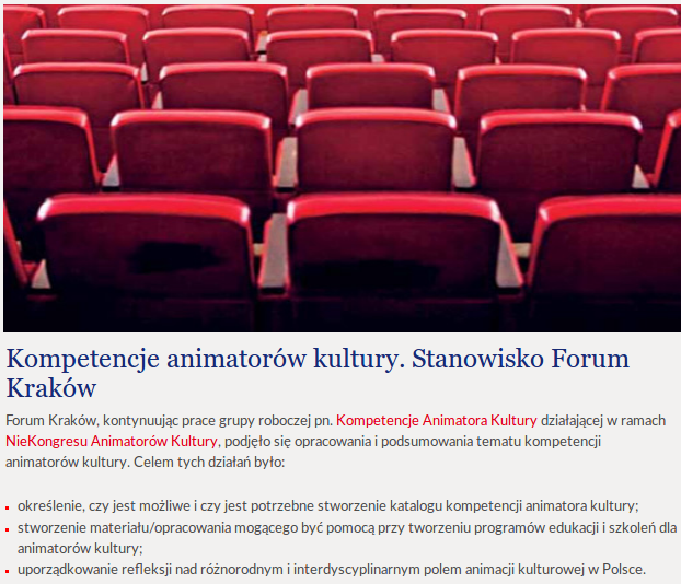 Kompetencje animatora kultury w perspektywie kształcenia na specjalizacji Animacja Kultury w Instytucie Kultury Polskiej na Uniwersytecie Warszawskim